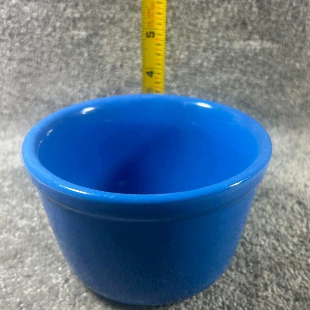 Oxford Ware Custard Cup Blue Ceramic Ramekin Bowl Made in USA 4.5